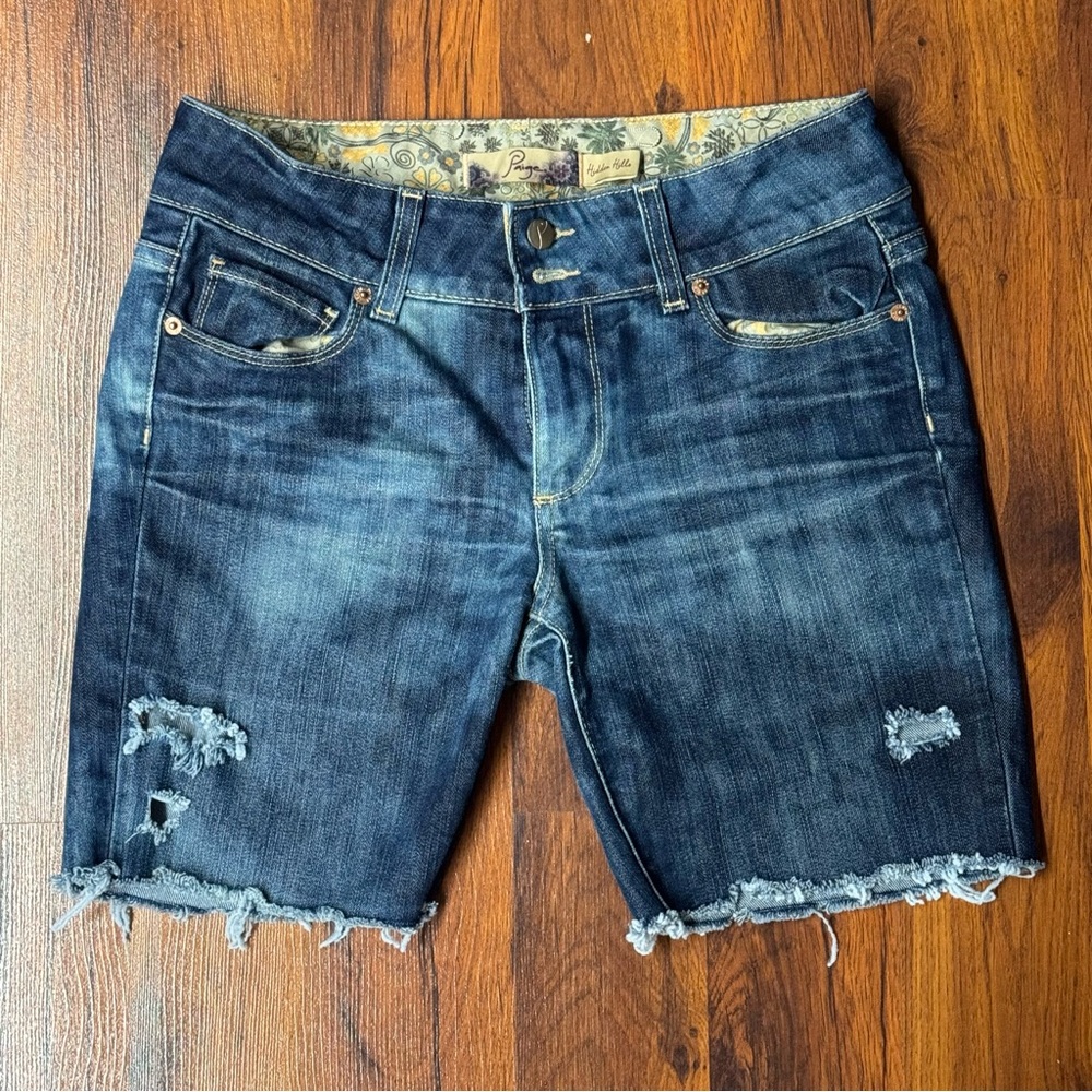 PAIGE Hidden Hills Distressed Denim Shorts